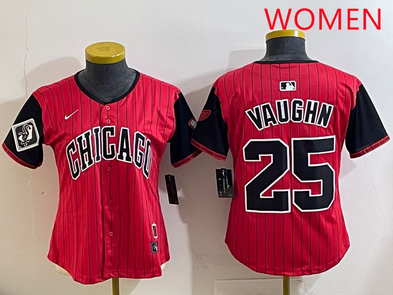 Women 2025 Chicago White Sox #25 Vaughn Red Joint Name Nike MLB Jersey style 29